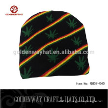 New Stripe Warm Winter Hats com folha